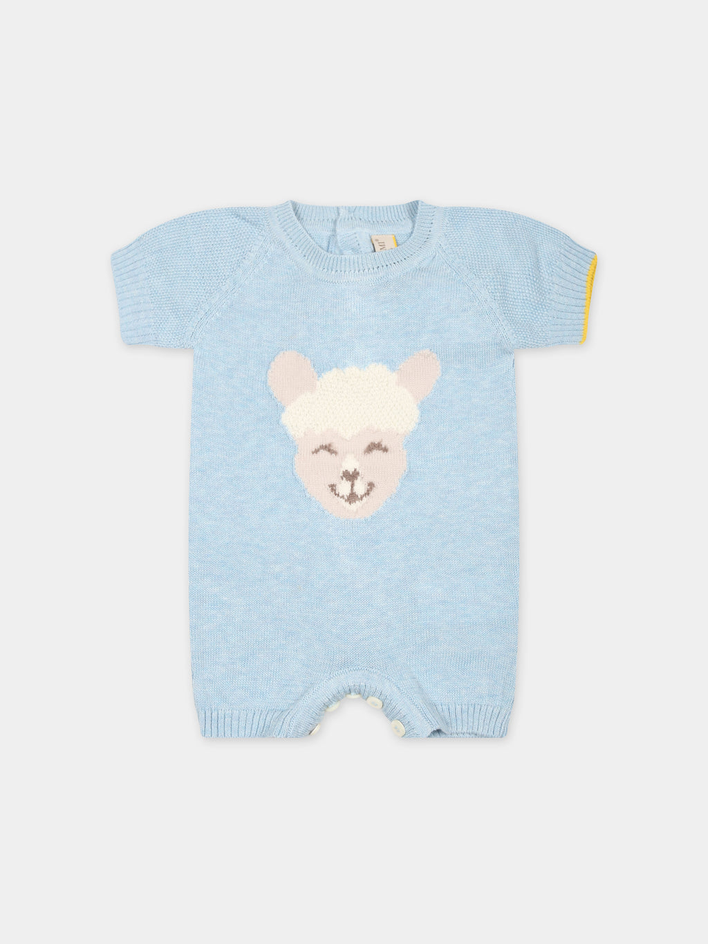 Light blue romper for baby boy with alpachino